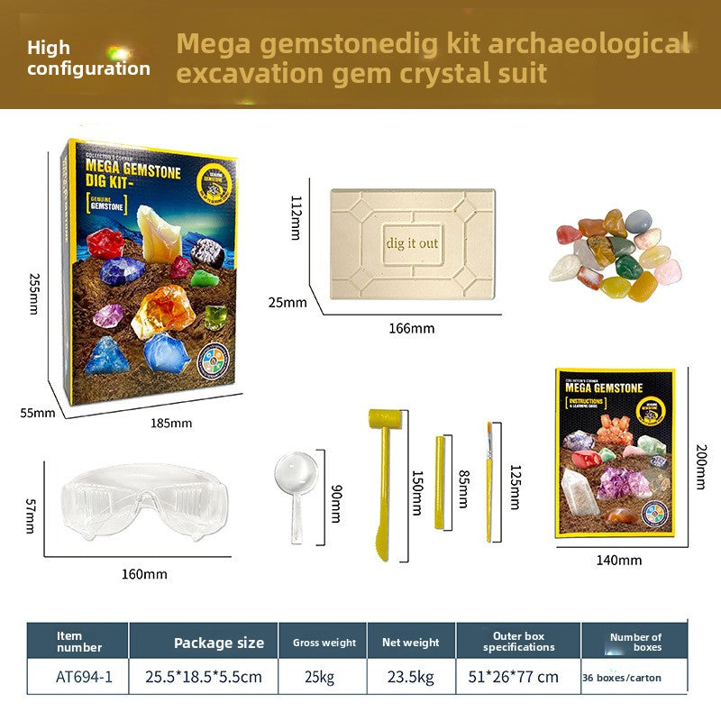 Archaeology Dig Kit for Kids – Gems, Crystals and Fossils