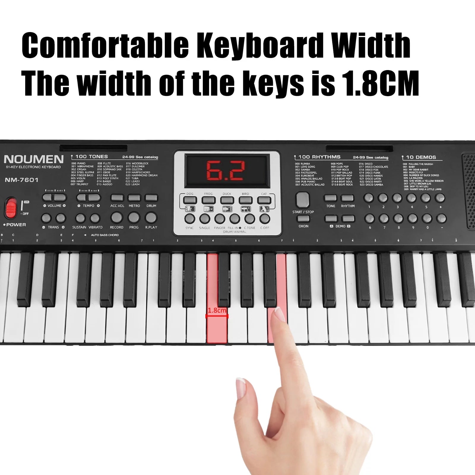 Piano Keyboard for Kids 61 Key Electric Organ with Music Stand and Microphone, Black