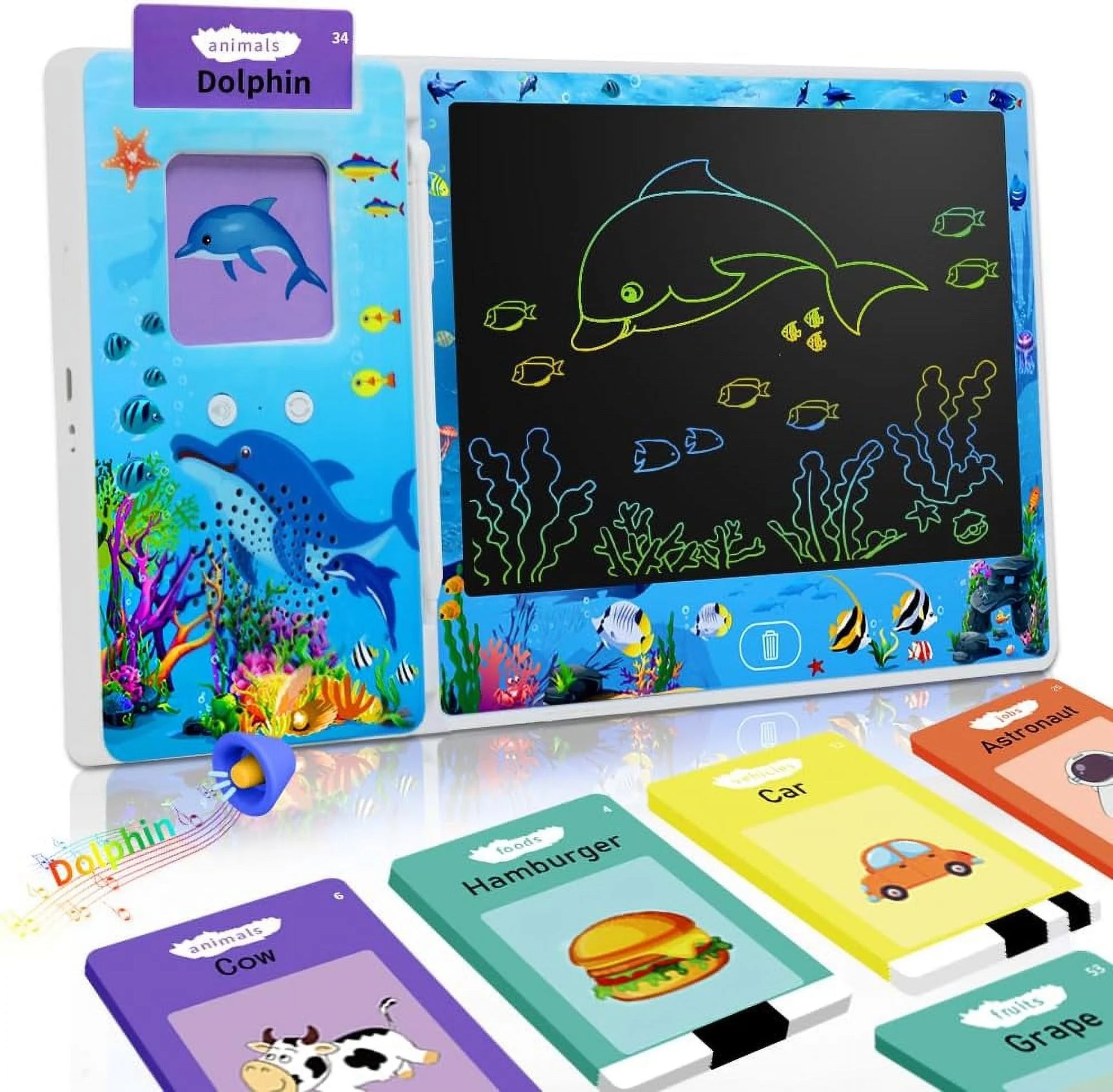 Talking Flash Cards for Toddlers 2-4 Years, 112 Flash Cards 224 Sight Words Speech Therapy Toys with LCD Writing Tablet, Talking Doodle Board Educational Learning Toys Gifts, School Supplies