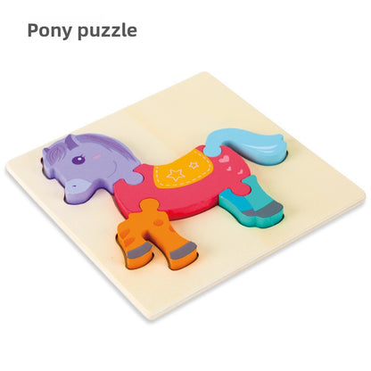 Wooden 3D Cartoon Puzzle Toy for Kids