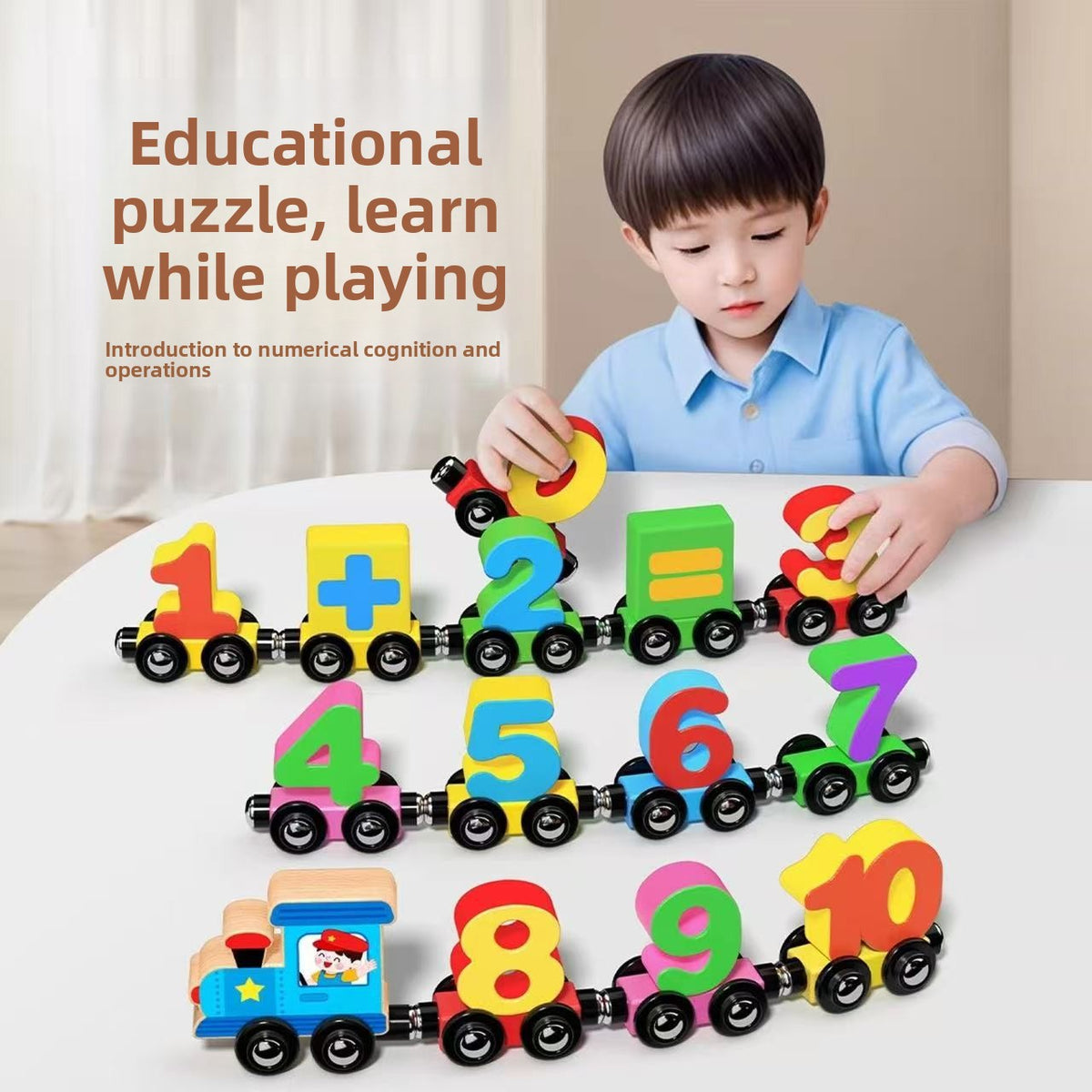 Wooden Magnetic Number Train for Counting Practice