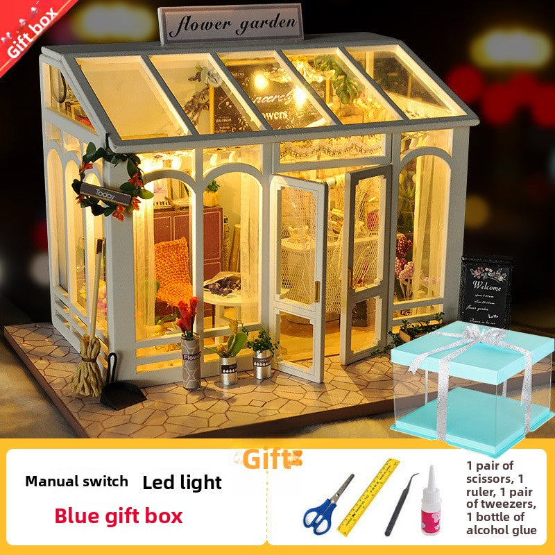 DIY Miniature House Kit with LED Lights Sunshine Flower Gift Box