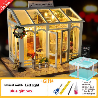 DIY Miniature House Kit with LED Lights Sunshine Flower Gift Box