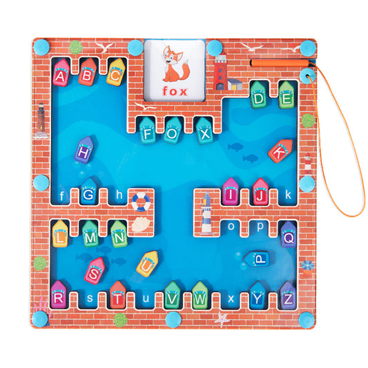 Wooden Magnetic Maze & Learning Boards for Kids Magnetic Letter Maze – Version A