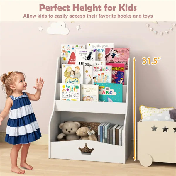 Kids Bookshelf with Toy Storage | 3-Tier Cabinet