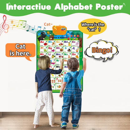 Electronic Interactive Alphabet Wall Chart: Talking ABC & 123 Educational Montessori Toys for Kids Preschool Learning Toys for Boys & Girls