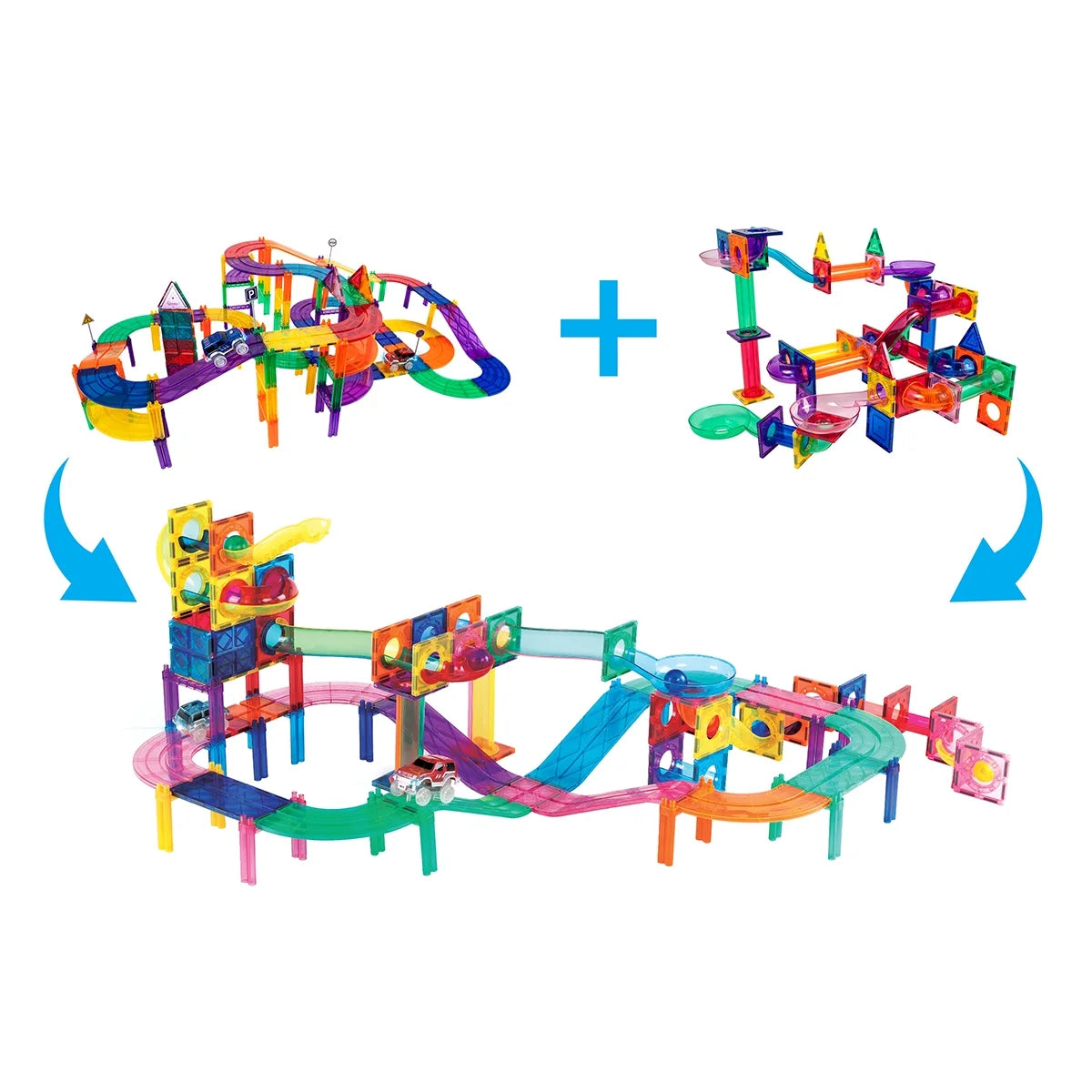 Picassotiles 108 PC 2-In-1 Marble Run and Racing Track Building Block, Building STEM Toy for Kids 3+