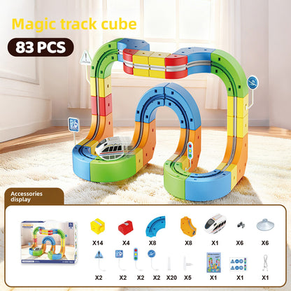 Magnetic Electric Train Building Blocks Set 83pcs