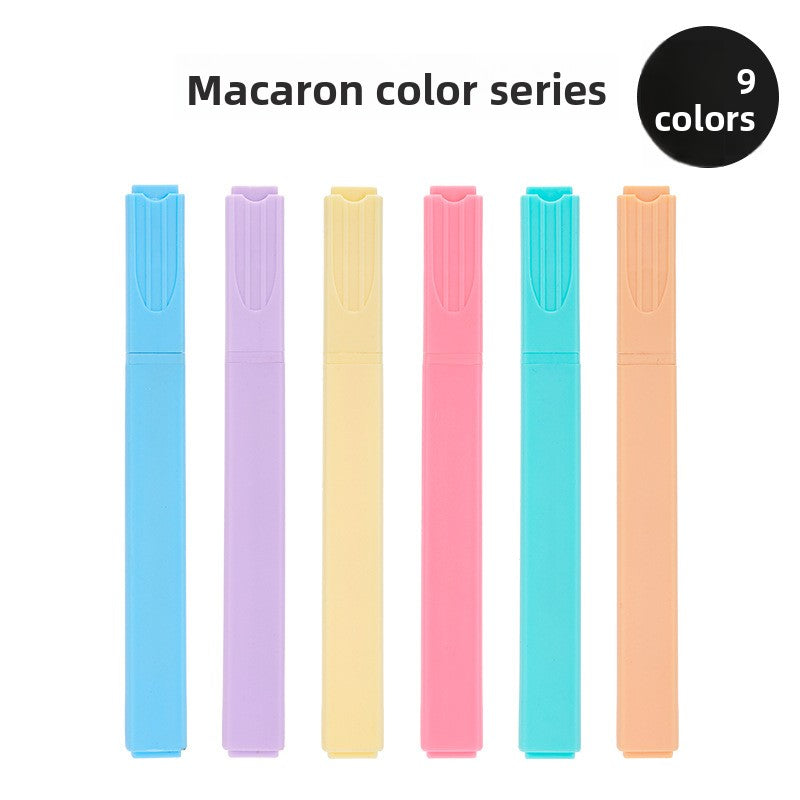 6-Color Square-Barrel Highlighter Pen Set for Students
