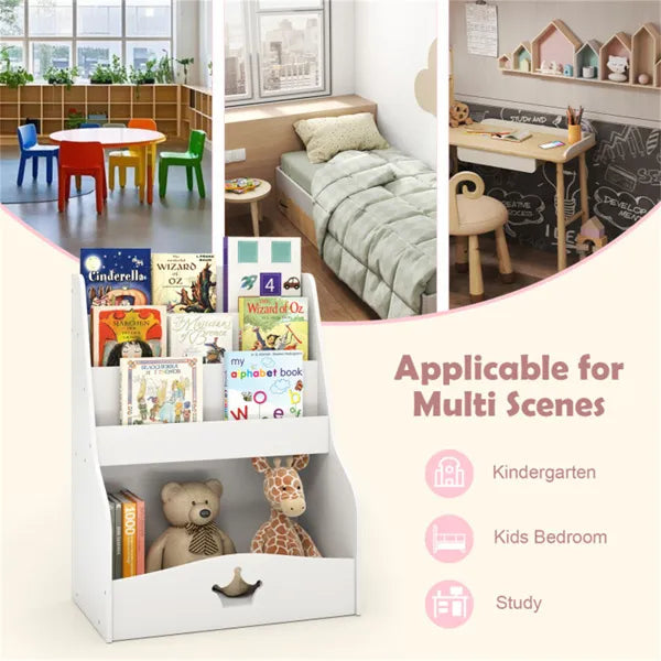 Kids Bookshelf with Toy Storage | 3-Tier Cabinet