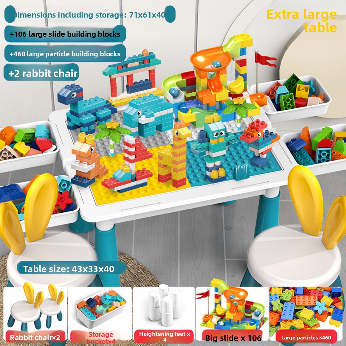 Large Building Block Table for Kids
