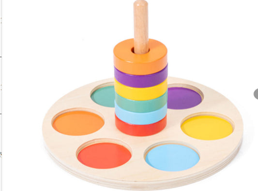 Wooden Montessori Early Learning Toy Set Color Ring Set 290g