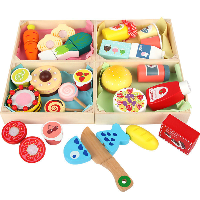 Wooden Magnetic Fruit & Vegetable Cutting Play Set