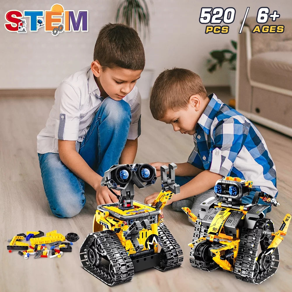 520Pcs Remote & App Control Excavator Robot Building Toys, 3 in 1 RC STEM Building Projects Educational Learning Toys for Kids Age 6-12