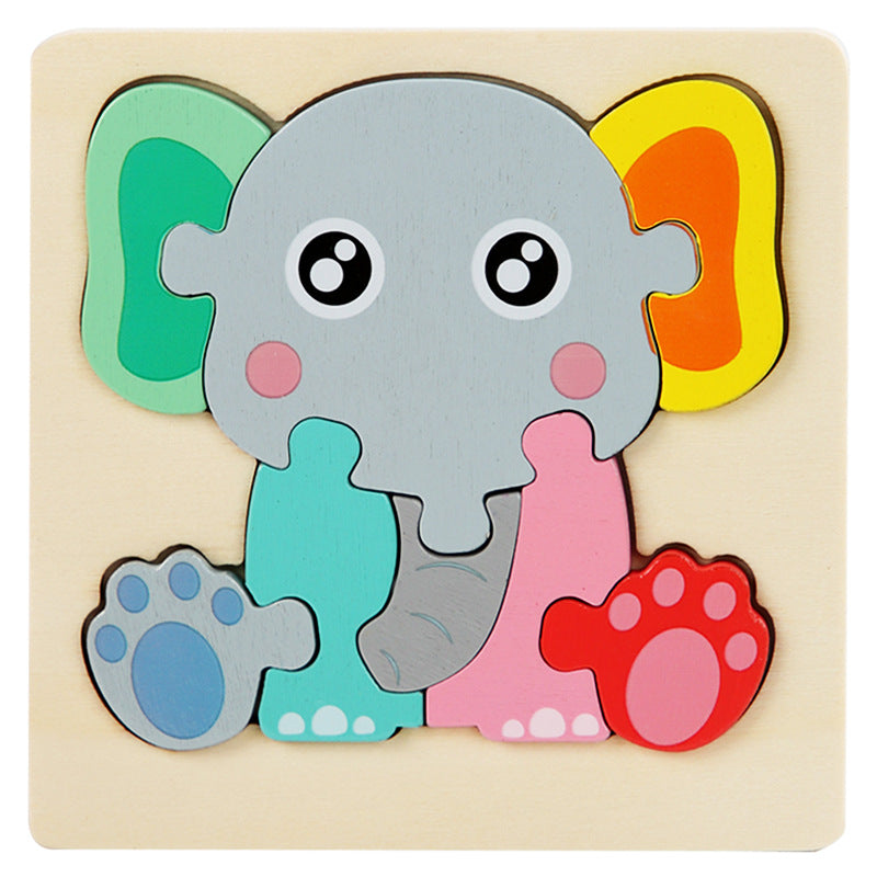 Wooden 3D Puzzle Toy for Spatial Learning Snap puzzle elephant 10.7cm