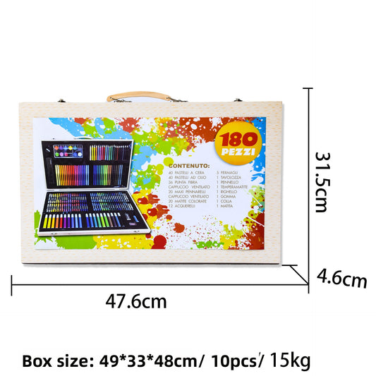 180-Piece Kids Art Set in Wooden Box