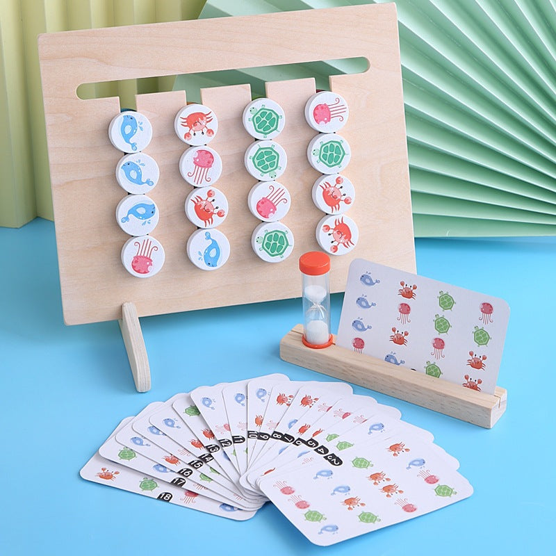 Wooden Four-Color Matching Game – Fruit, Animal & Ocean Themes