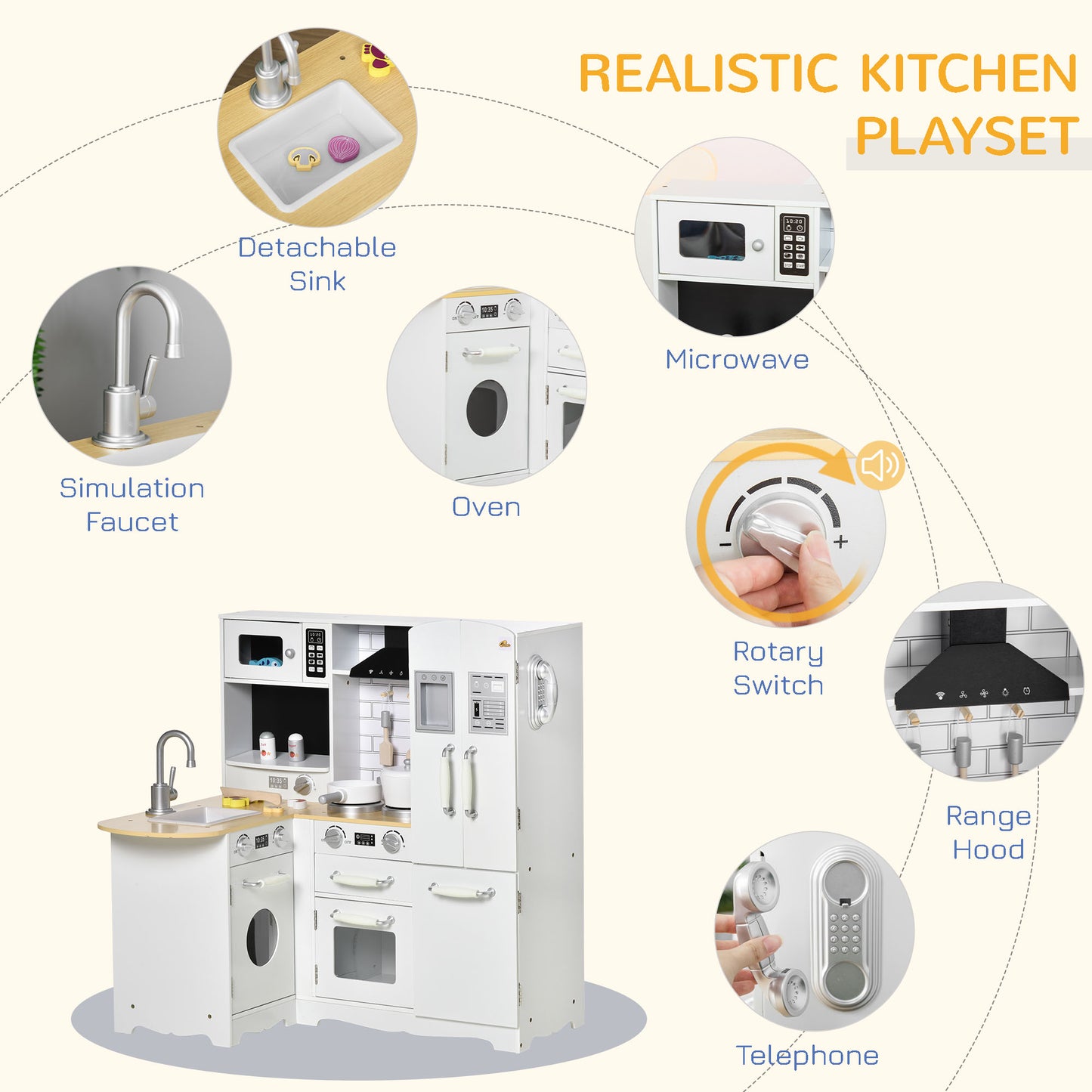 Maximize Play, Minimize Footprint: Space-Saving Corner Kitchen with Real Sounds, Microwave, Fridge & Dishwasher