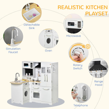 Maximize Play, Minimize Footprint: Space-Saving Corner Kitchen with Real Sounds, Microwave, Fridge & Dishwasher