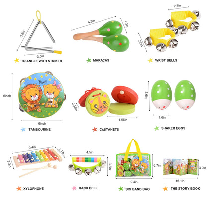 Baby Music Toys Child Educational Wooden Musical Instrument Set for 1-4 Birthday Toddler Toys