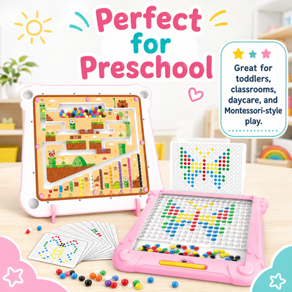Magnetic Maze Board for Ages 3–6 — Math & Color Learning | 2-in-1 Pink