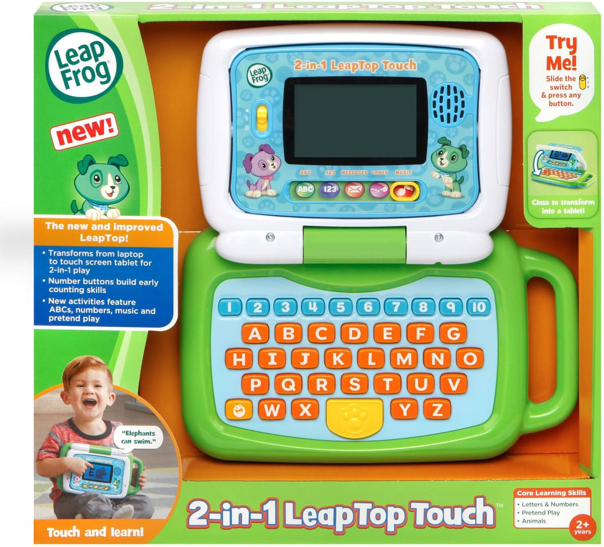 Green 2-in-1 Learning Laptop Toy for Kids