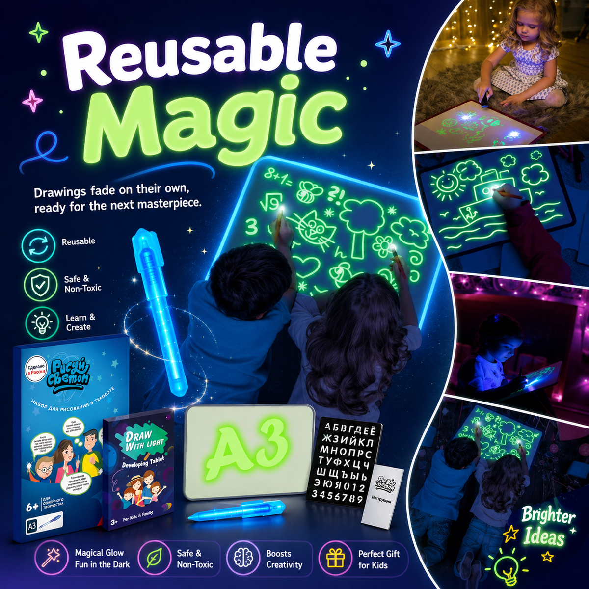 LED Drawing Board for Kids Ages 4–6