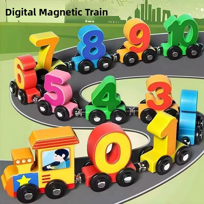 Wooden Magnetic Number Train for Counting Practice