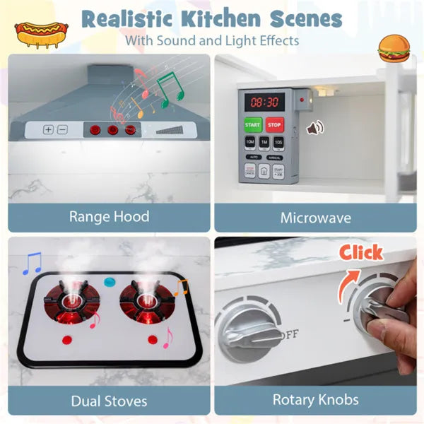 Interactive Kids Play Kitchen with Ice Maker