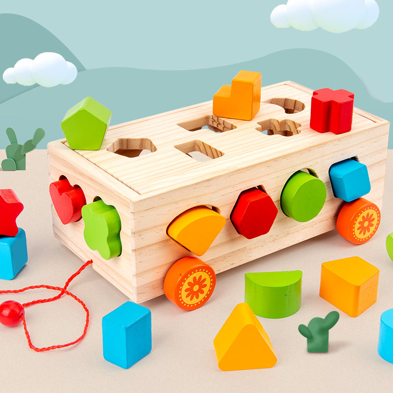 Montessori Shape Sorting Trailer Toy for Kids