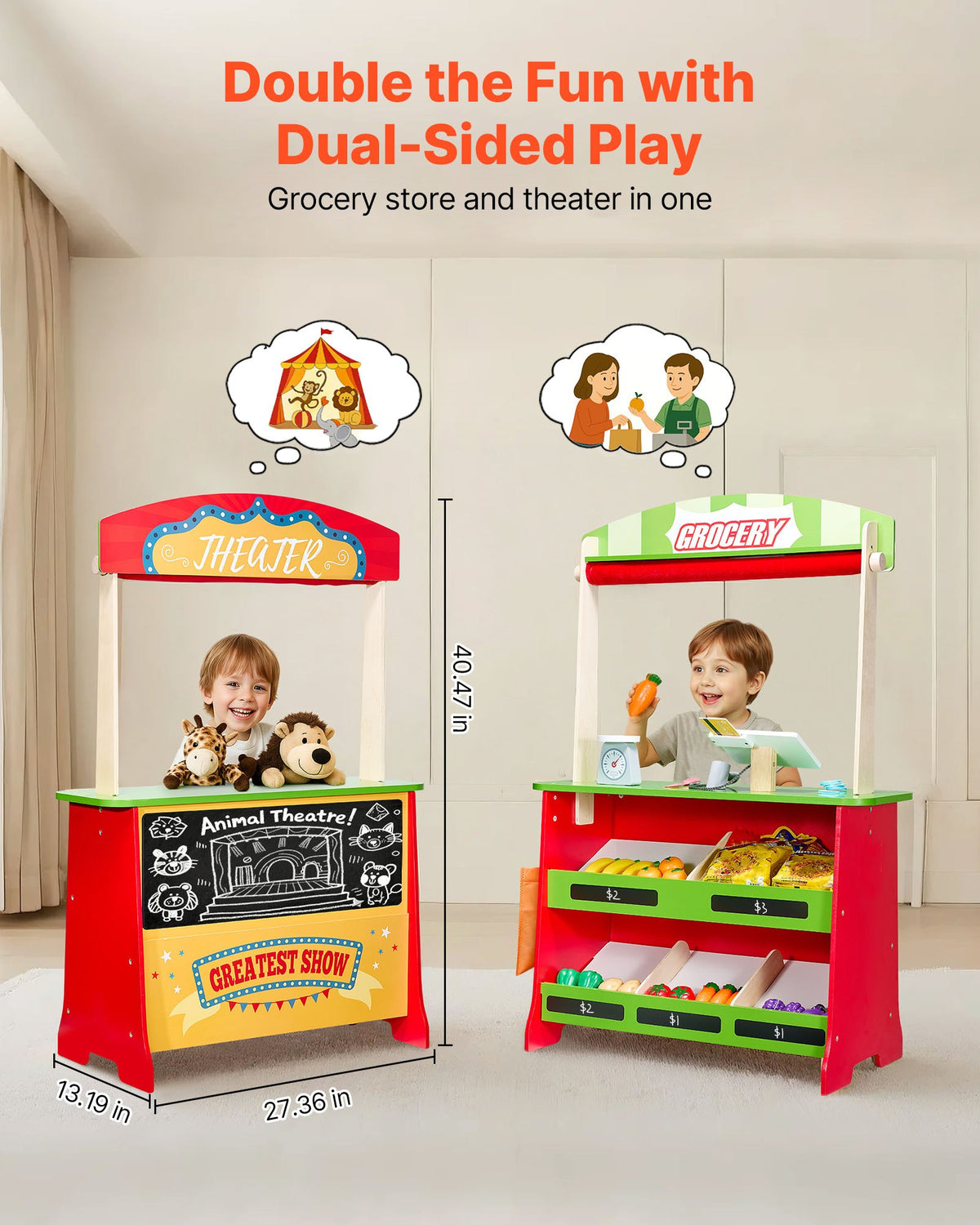 Wooden Puppet Theater and Play Store for Kids