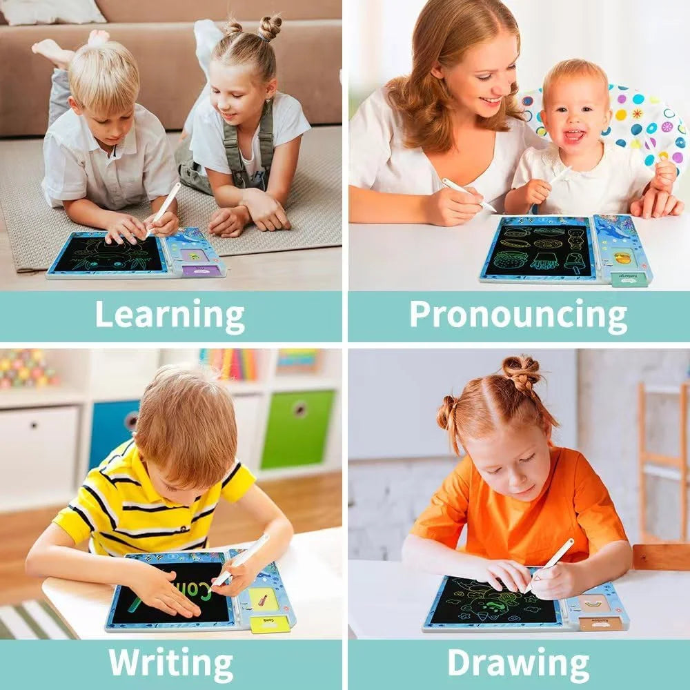 Talking Flash Cards for Toddlers 2-4 Years, 112 Flash Cards 224 Sight Words Speech Therapy Toys with LCD Writing Tablet, Talking Doodle Board Educational Learning Toys Gifts, School Supplies