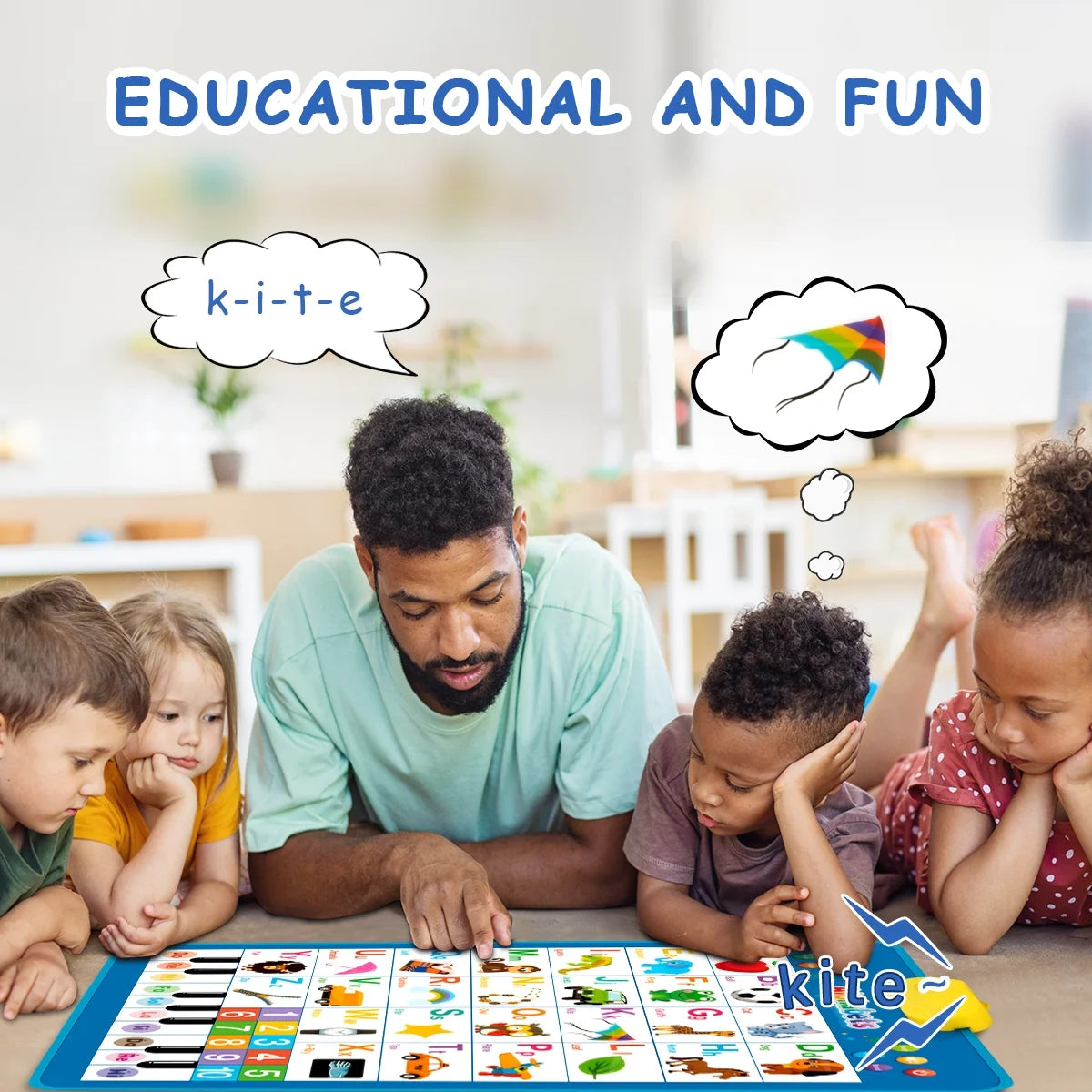 Electronic Alphabet Wall Chart, Toddler Learning Toys, Educational Toys ABC&123 Preschool Poster, Alphabet Baby Learning Toys, Toys for Ages 2-6, Blue