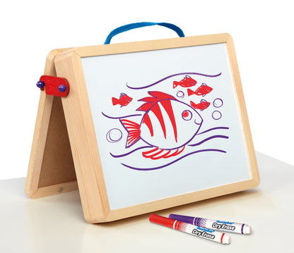 5-In-1 Portable Wood Tabletop Art Easel with Chalkboard and Dry Erase Board