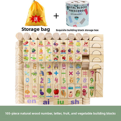 Creative Large Blocks Set 105pcs Wood NumLet FVeg