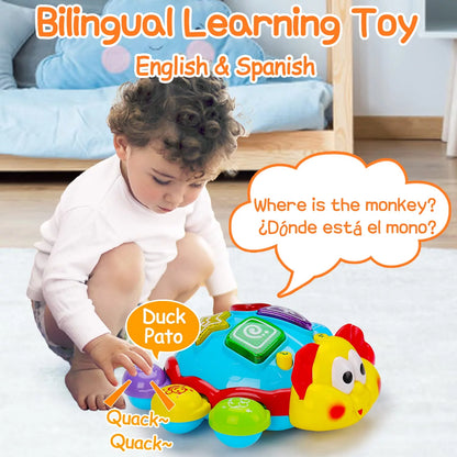 Baby Crawling Walking Musical Toy Spanish English Bilingual Learning Toys for Babies 6 to 12 12-18 Months Light up Infant Toys 3-6 7 8 9 10 Month Gift for 1 Year Old Boy Girl Ladybug Tummy Time Toys