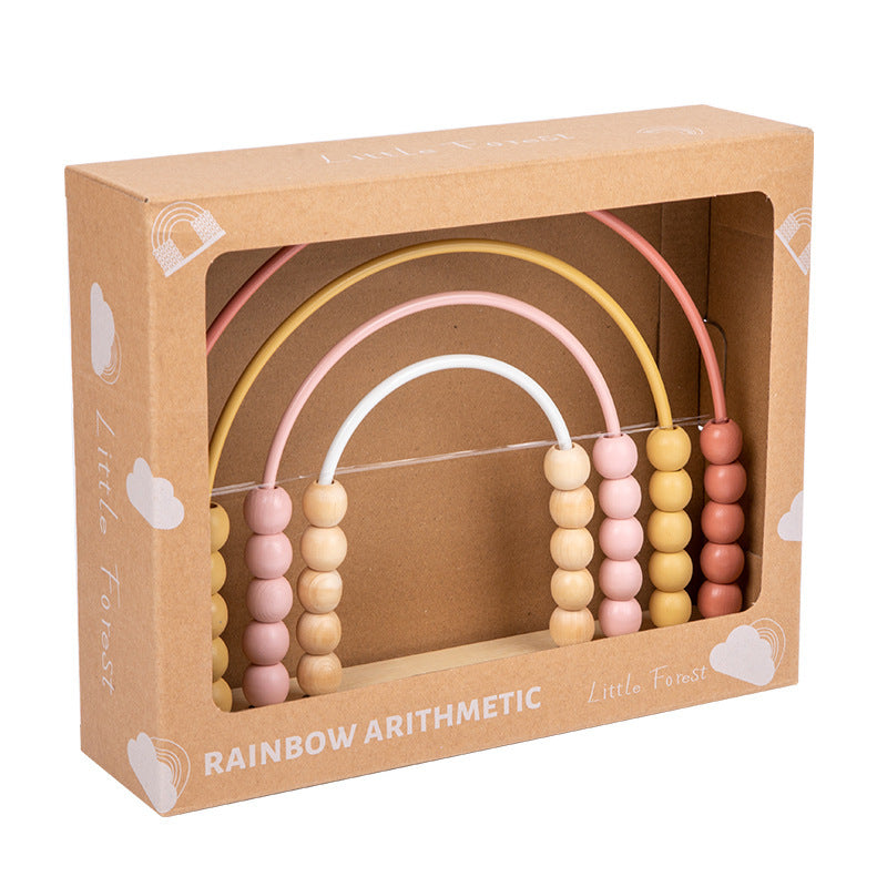 Wooden Rainbow Counting Rack – Pink or Blue Pink