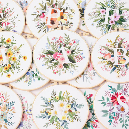 Alphabet Embroidery Kit – Floral A–Z Letter Designs