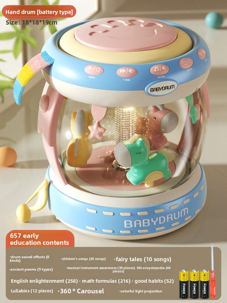 Rechargeable Educational Drum Toy for Babies Extra Large Blue Carousel 3D Light