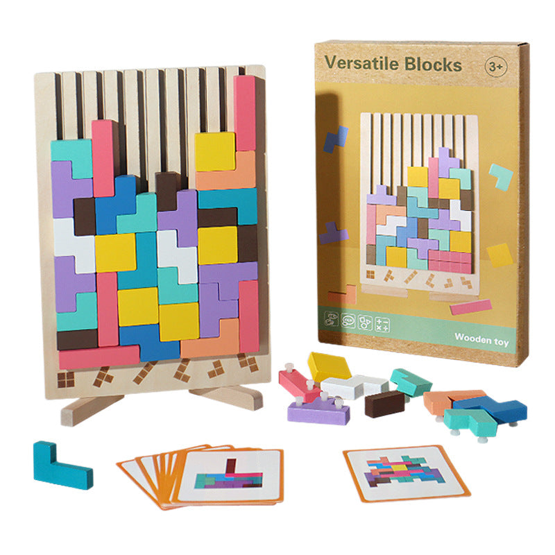Beech Wood Tetris Puzzle Blocks for Kids