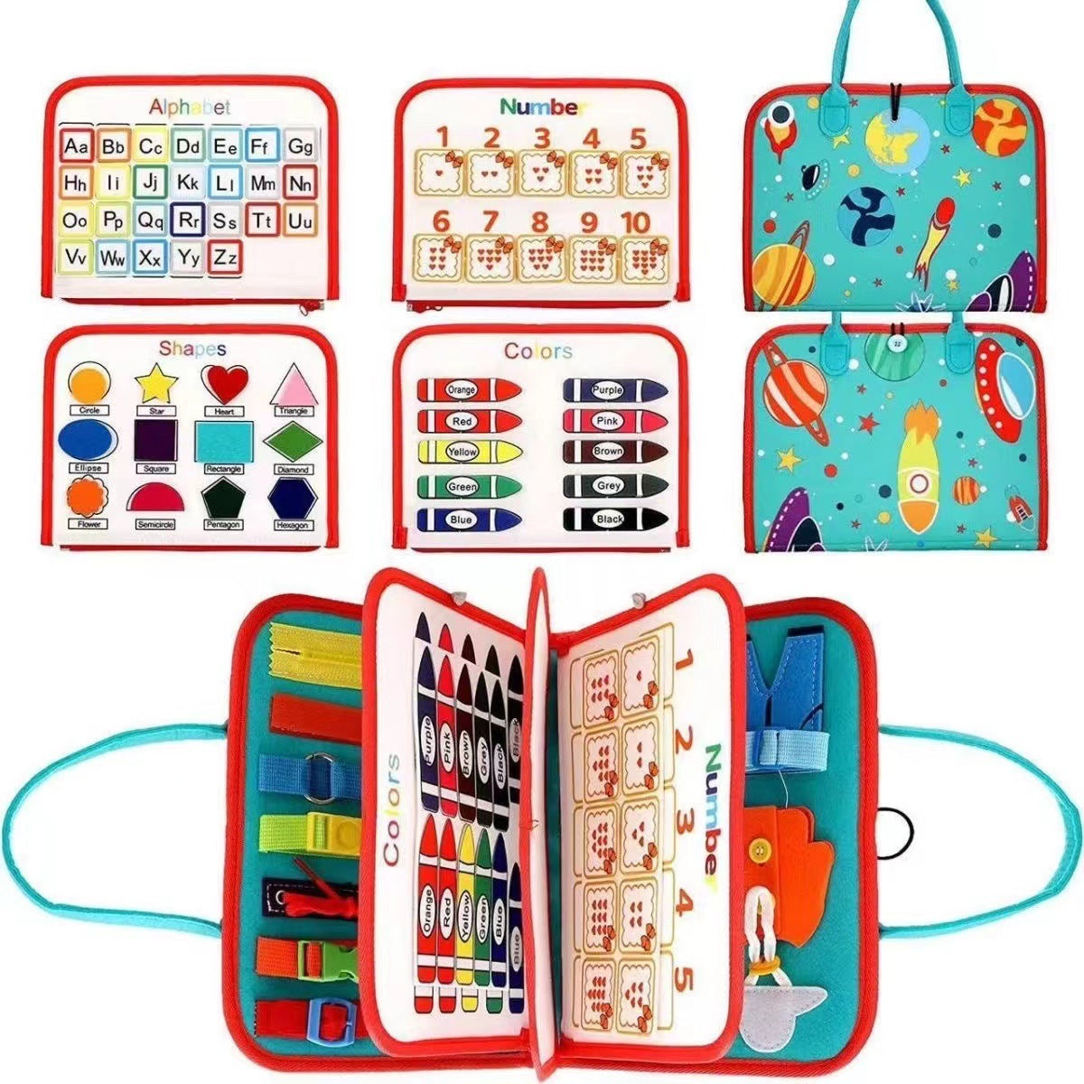 Felt Busy Board with Activity Themes, 28 × 44 cm