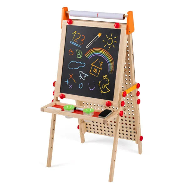 4-in-1 Kids Art Easel with Marble Run