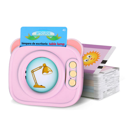 Blue-Pink Color Options -- 1Pc Spanish & English Talking Flash Cards 224 Sight Words Bilingual Flash Cards Rechargeable Card Early Educational Toy For Boys Girls Aged 1 2 3 4 5 6 7 8 Years Old