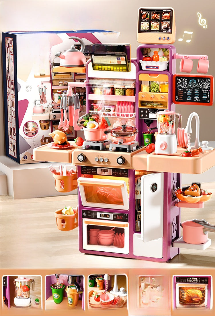 Kids Kitchen Pretend Play Set Battery Purple 96x45cm