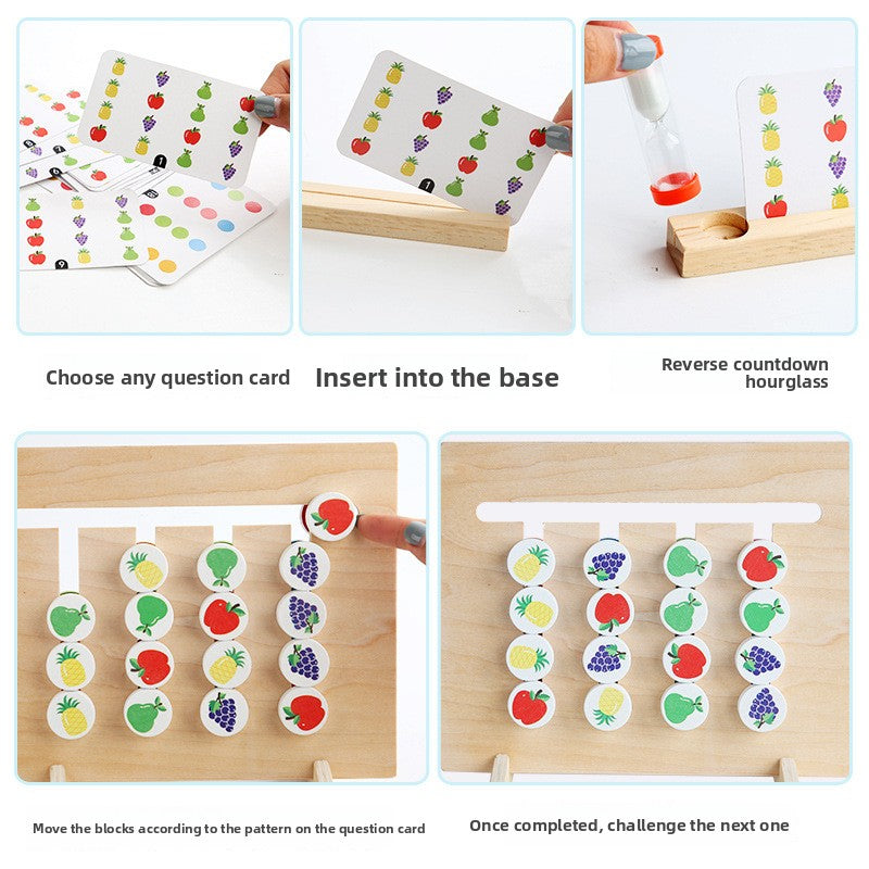 Wooden Four-Color Matching Game – Fruit, Animal & Ocean Themes
