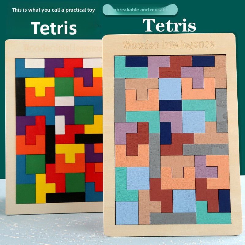 Wooden Tetris Puzzle Board for Kids