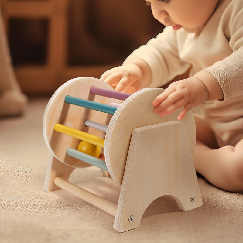Wooden Desktop Rolling Drum Activity Toy