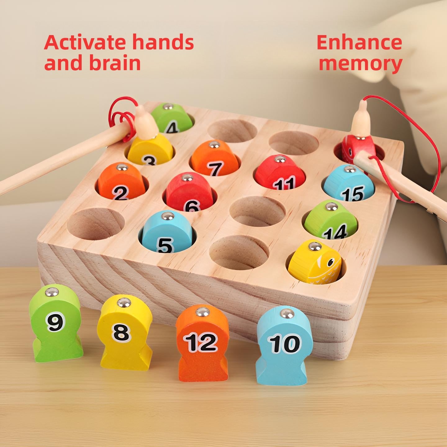 Wooden Magnetic Memory Fishing Game