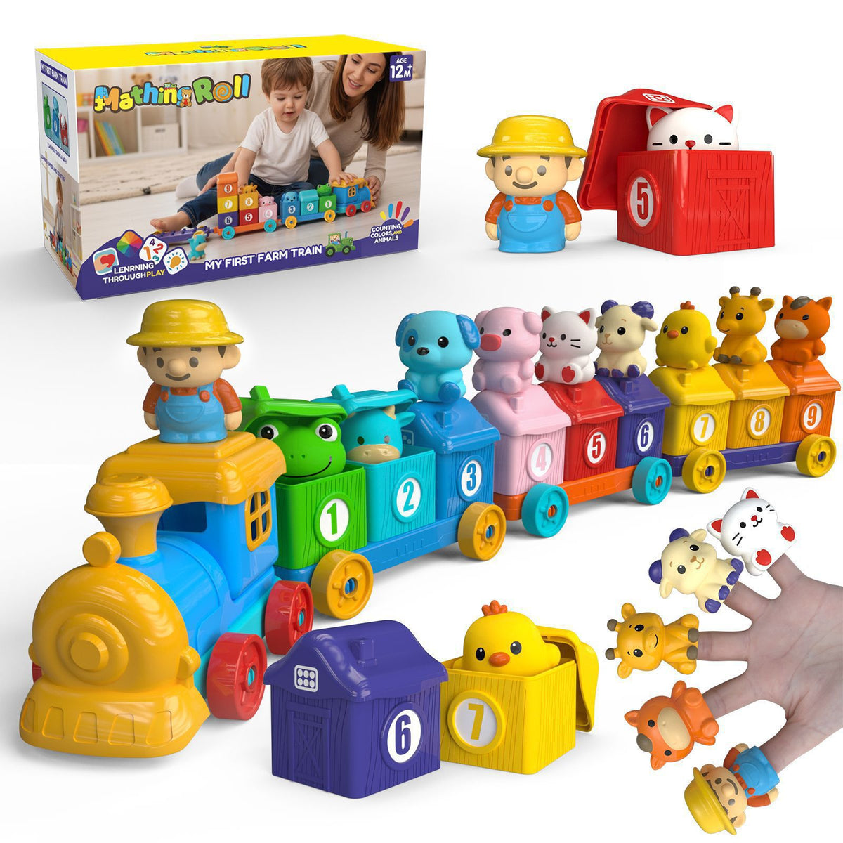 10-Piece Train and Finger Puppet Set for Story Play