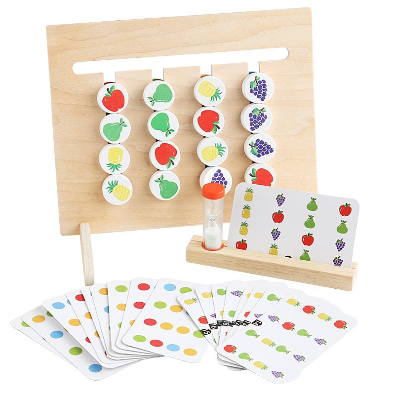 Wooden Four-Color Matching Game – Fruit, Animal & Ocean Themes